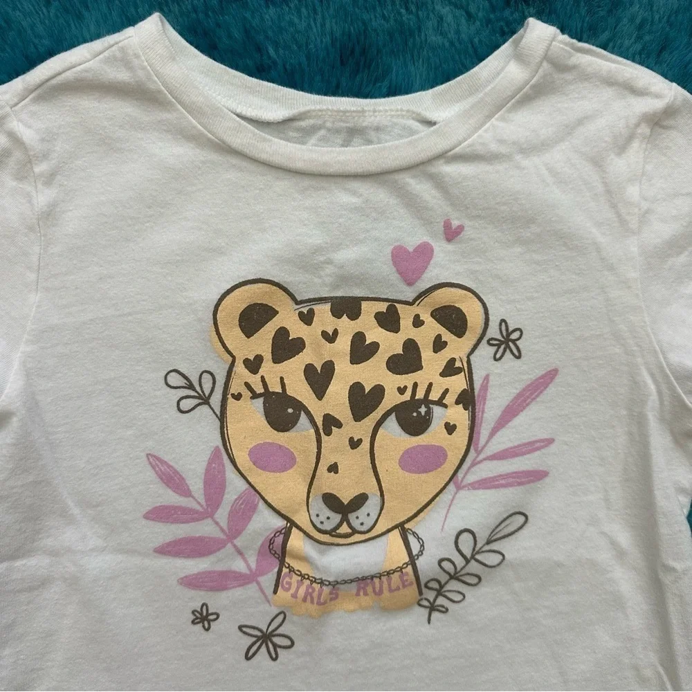 Carter’s White Kids Shirt with Leopard Print Design Size S